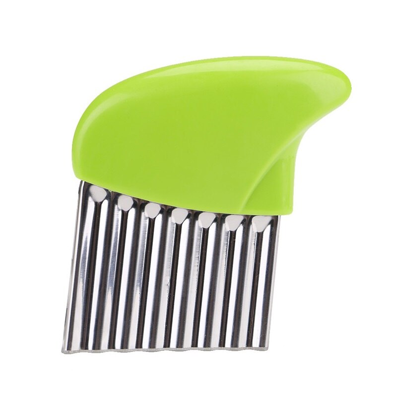 Frieten Cutter Rvs Aardappel Chips Golvende Randen Mes Fruit Groentesnijders Shredders Keuken Gadget: green