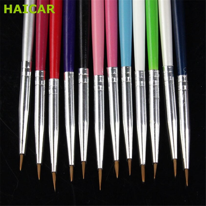 U 12 stuks kleurrijke nail art penseelpen fijne details tips tekenverf set 220
