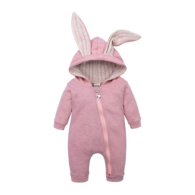 Elvesnest Baby Romper Cartoon Bunny Baby Meisje Kleding Katoen Lange Mouwen Rits Hoodie Pasgeboren Jongens Rompertjes 1-24 Maanden: Pink / 18m