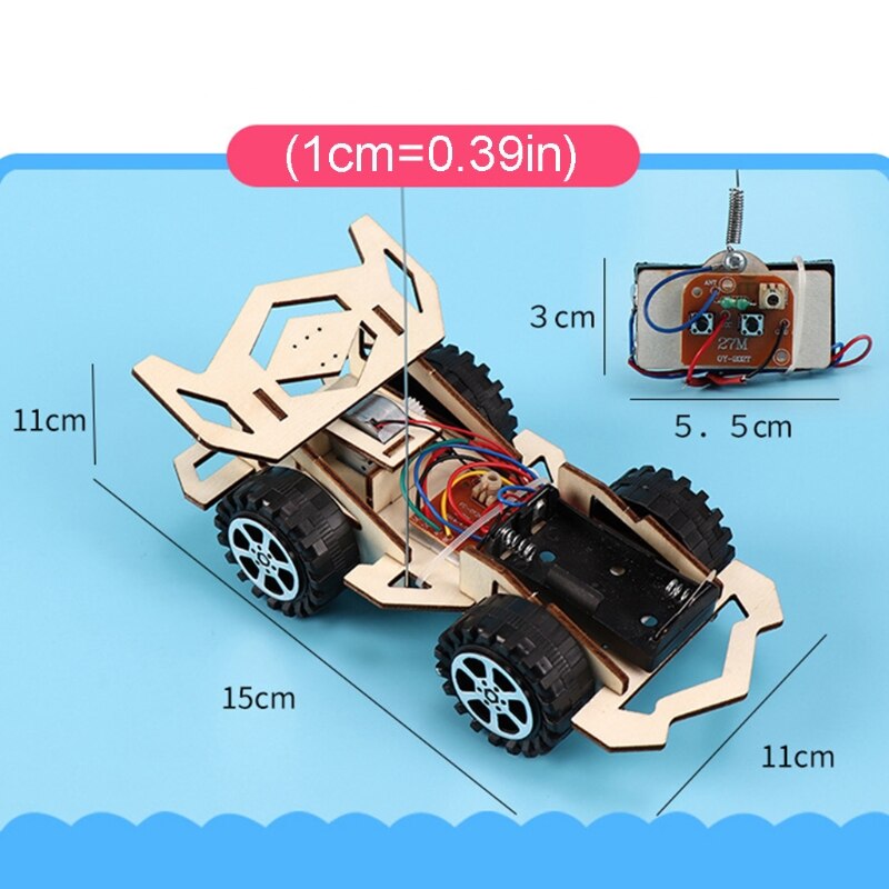 Modelo de coche eléctrico de madera, bloques DIY hechos a mano, juguete de ciencia para montar, Kit DXAD