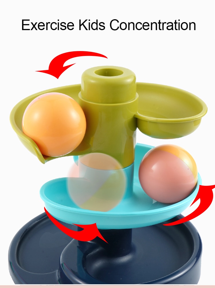 Marble Run Block Rotation Track Rolling Ball Funnel Slide Baby Glider Tower DIY Assemble Toy Boy Girl