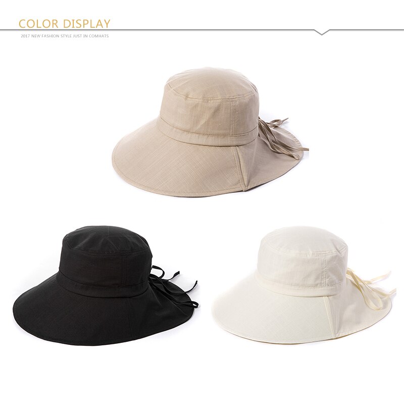 Fancet zomer lente strand dames zonnehoed femme opvouwbare uv-pet katoenen kinkoord brede rand ademend opvouwbaar voor dames 1005