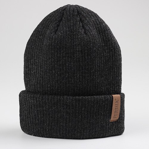 Furtalk uld beanie hat til kvinder vinter forår strikket motorhjelm hatte til kvinder strømpe cap kvindelige piger skullies beanies: Mørkegrå