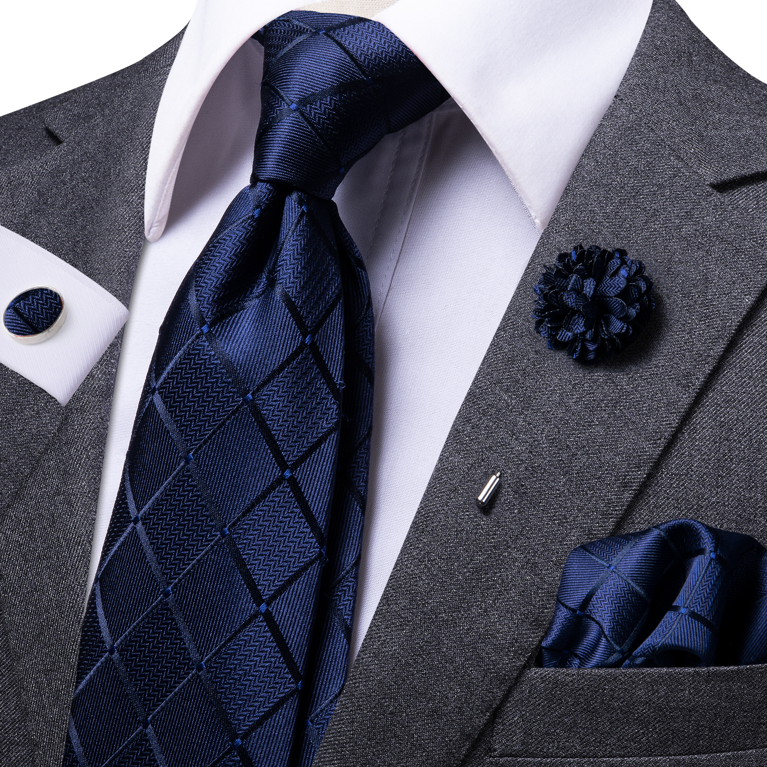 Corbata de negocios de seda azul claro liso para hombre, corbata de de alta corbata de lujo de 8,5 cm, broche de gemelos, corbata de boda para hombre 2023