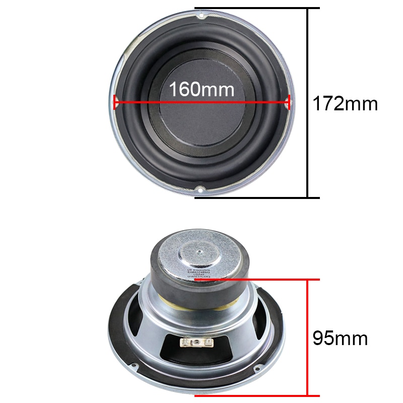 Ghxamp 6,5 pulgadas Subwoofer altavoz 4ohm 100W Woofer altavoz graves profundos 30 núcleos de larga carrera borde de goma 1PC
