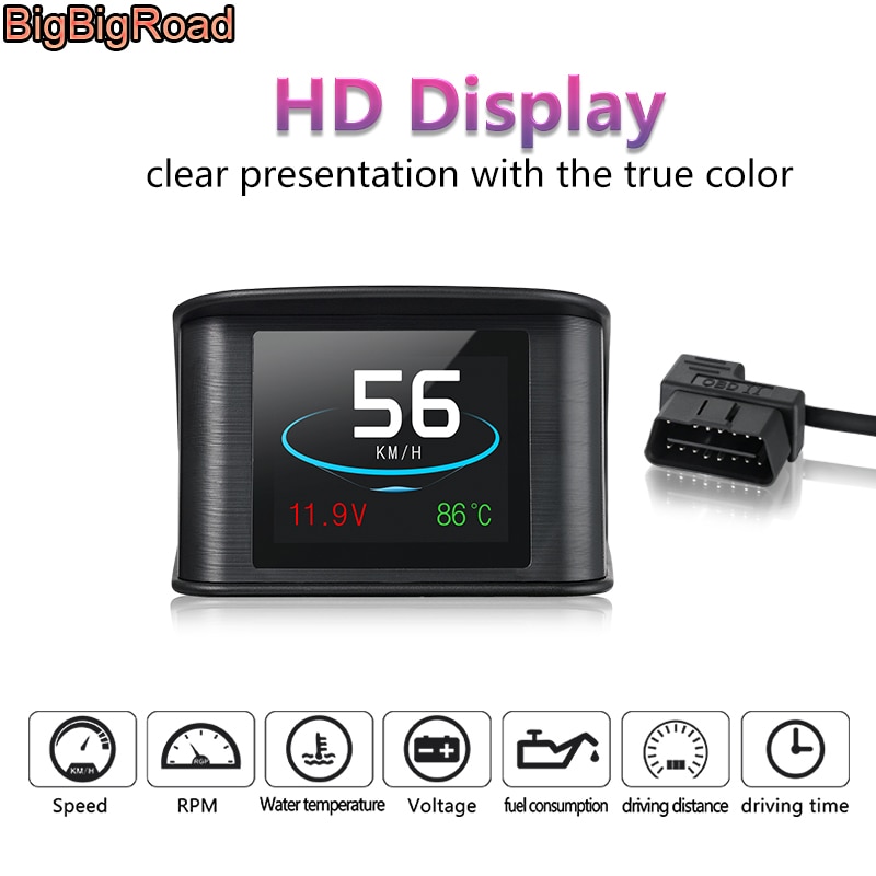 Bigbigroad bil hud obd  ii 2 dator vindruta projektor head up display för jeep grand cherokee kompass wrangler jk renegade
