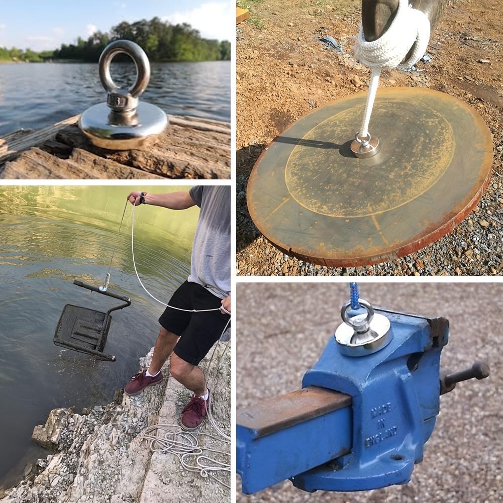 Imán de pesca de neodimio súper fuerte, gancho magnético de pesca con cuerda, imán de tierra rara resistente para imán de caza de tesoros