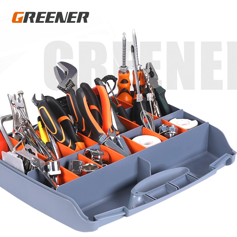 GREENER Plastic Portable Parts Box Screw Storage Box Metal Parts Hardware Tool Screwdriver Auto Repair Divided Material Tool Box