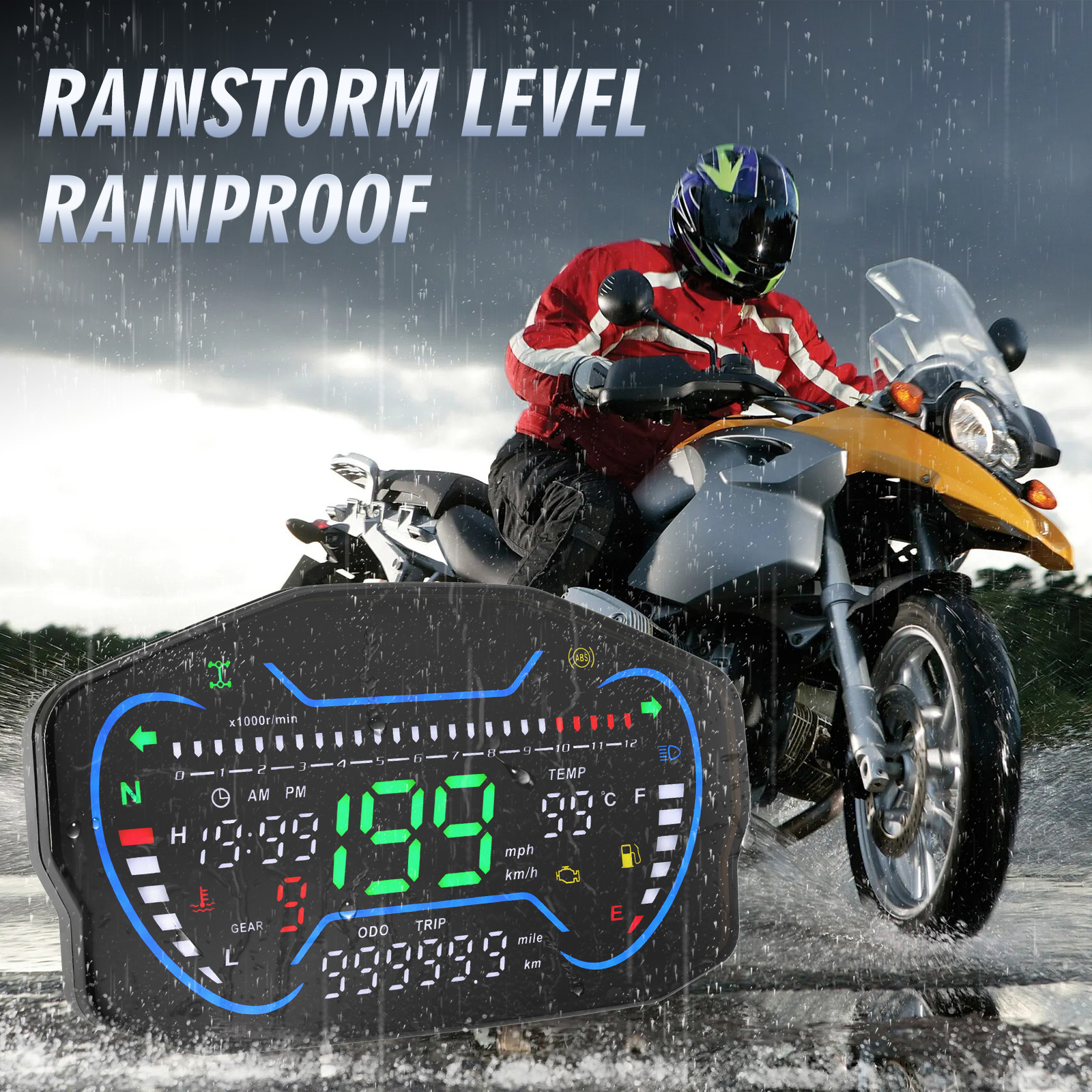 Medidor de 12000 RPM para motocicleta, velocímetro Digital LCD, odómetro, tacómetro, medidor de combustible, tablero de moto Km/h, medidor de velocidad MPH personalizado