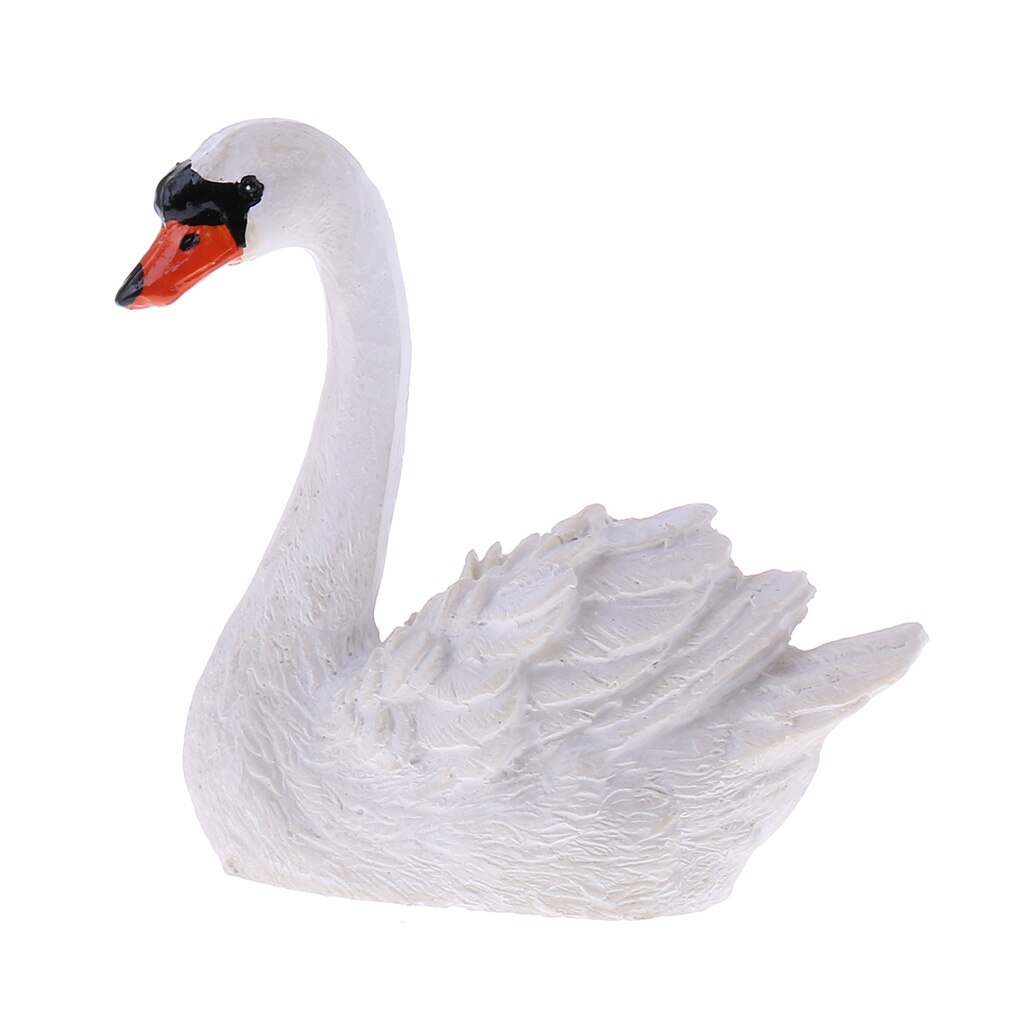 Pair Resin Swan Sculpture for Outdoor Home Garden Ornaments Collectible