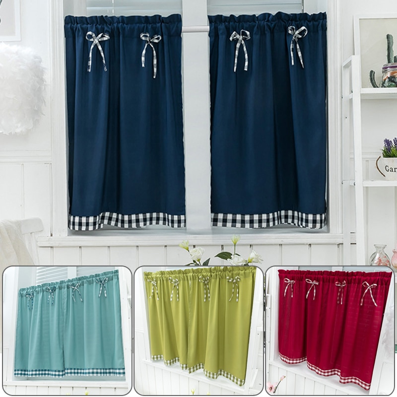 Pastoral Style Bowknot Short Curtain Bay Window Balcony Student Bed Curtain Living Room Kitchen Home Decoration