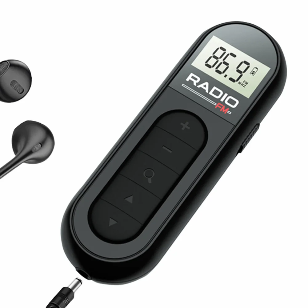 Mini Pocket FM Radio 76-108MHZ Portable Radio Receiver with Backlight LCD Display Walkman Radio for Meeting Sports Tourist Guide