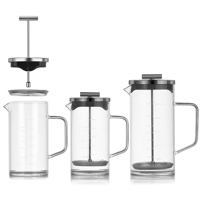 Thick French Press Pot Hand Brewing Coffee Filter Press Pot High Borosilicate Glass Heat-Resistant Tea Maker Coffee Pot