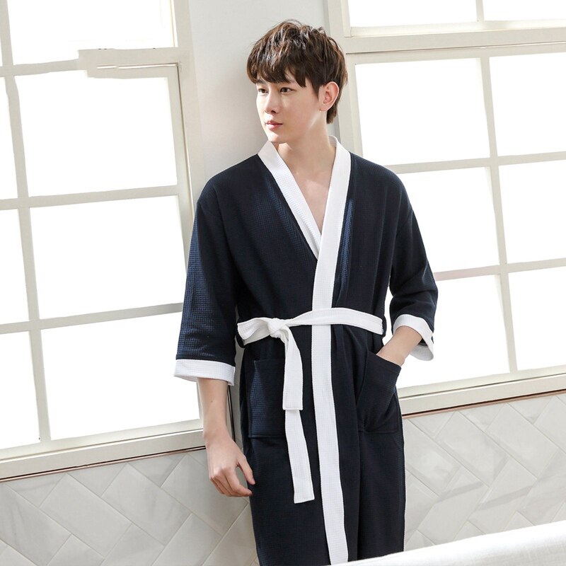 Miesten kylpytakki kimono takki pitkä lämmin puuvillainen kylpytakki miesten superpehmeä puuvilla kimono kylpytakki miesten aamutakki miesten kylpytakit kesä