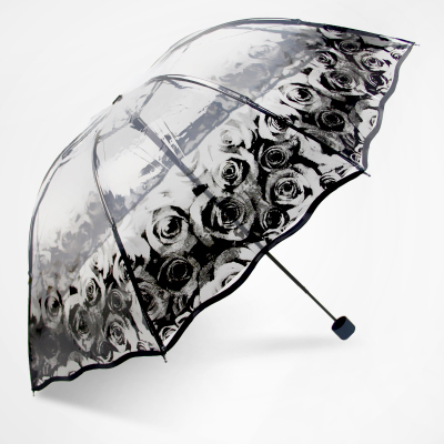 Paraguas de Rosa bonita transparente paraguas plegable de Japón para mujer paraguas de lluvia para mujer paraploie de encaje parasol ropa de lluvia femenina: Rose