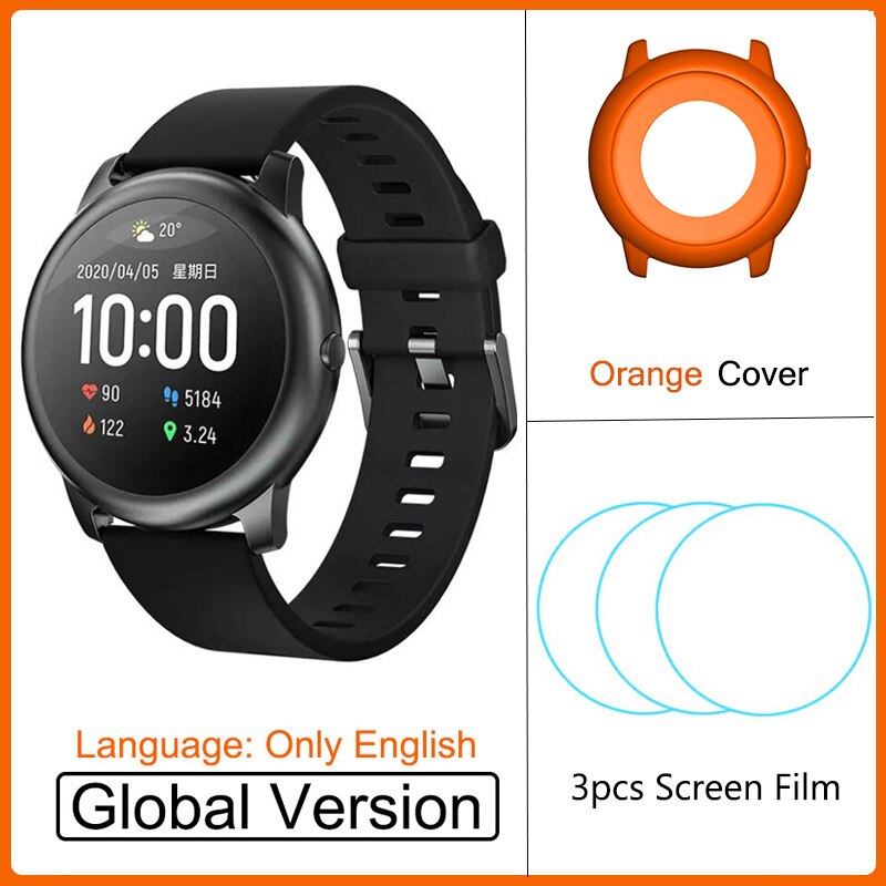 Xiaomi Haylou Solar Smart Watch IP68 Waterproof Heart Rate Sleep Monitor Pedometer Multiple Sport Watch For Android iOS: Add Orange Case