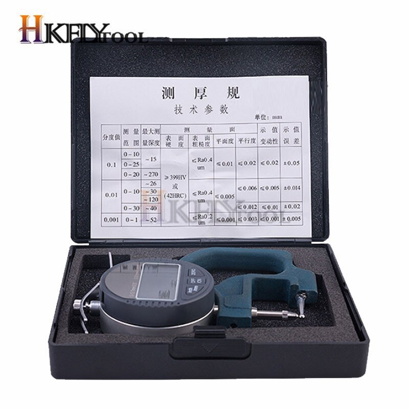 Digital Tube Thickness Gauge 0.001mm LCD Electronic Tube Micrometer Thick Gauge Pipe Dial Indicator Width Measure Tools 0-10mm