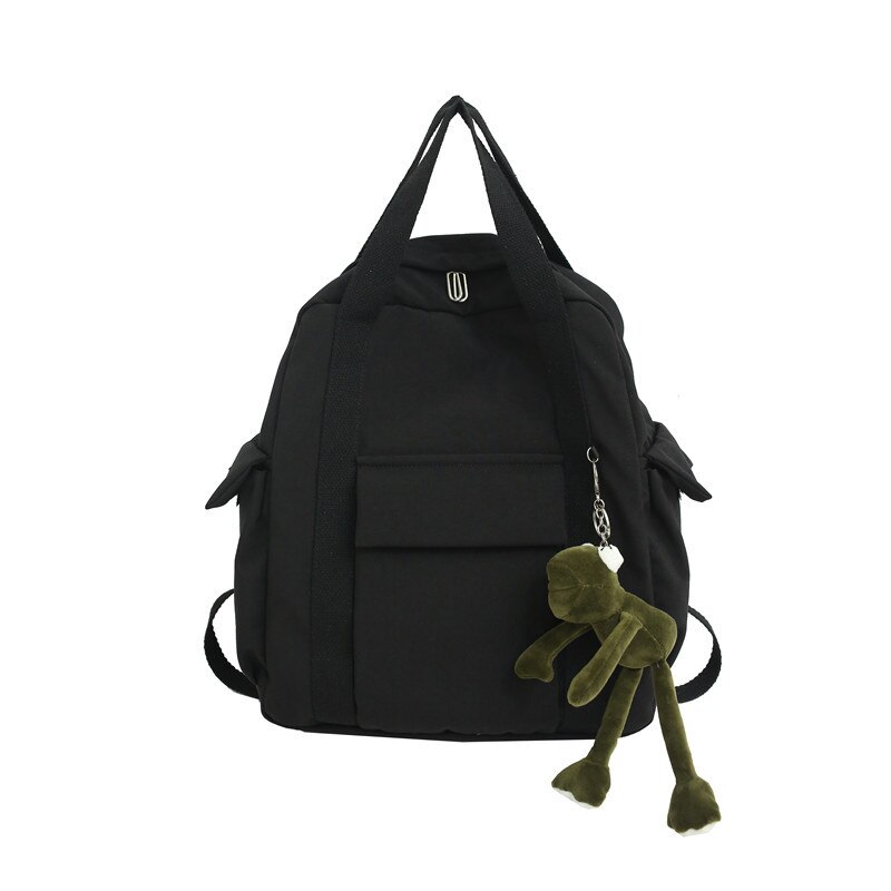 Menghuo Frauen Schule Rucksäcke Netter Frosch Rucksack Damen Schulter Tasche Schule Taschen für Teenager Mädchen Taschen Reisetaschen Mochilas: Schwarz