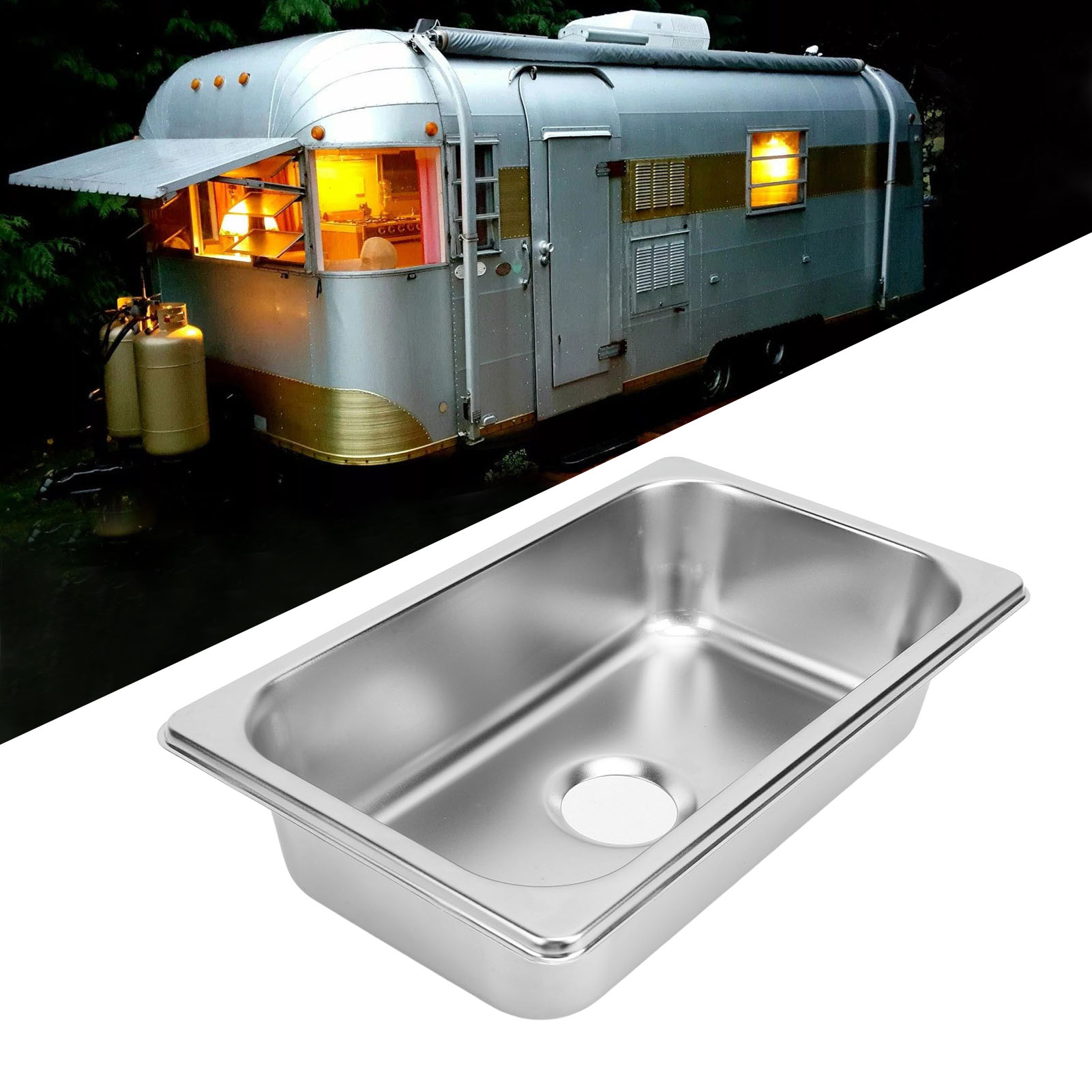 Küchenspüle, Waschbecken, Spüle, Küche, rechteckiges Handwaschbecken, Spüle mit 40 mm Abwasserauslass für Boot, Wohnwagen, Yachten, Boote