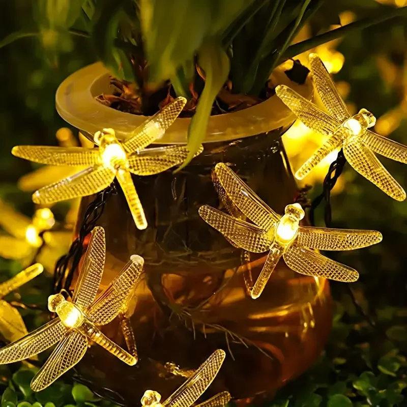 Guirlande solaire LED libellule pour jardin, étanche, 8 Modes, lampe de paysage de pelouse pour cour extérieure, noël, décoration de mariage