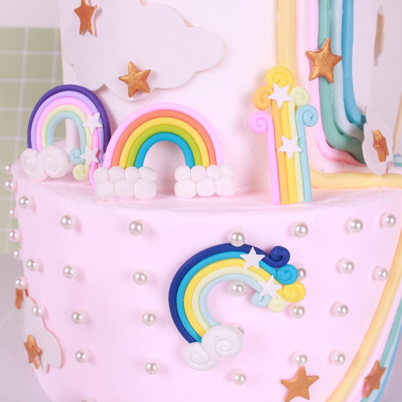 Feesttaart vlaggetjes cupcake kawaii kinderen diy decoraties ster regenboog verjaardag wolk bruiloft babyshower taarttopper