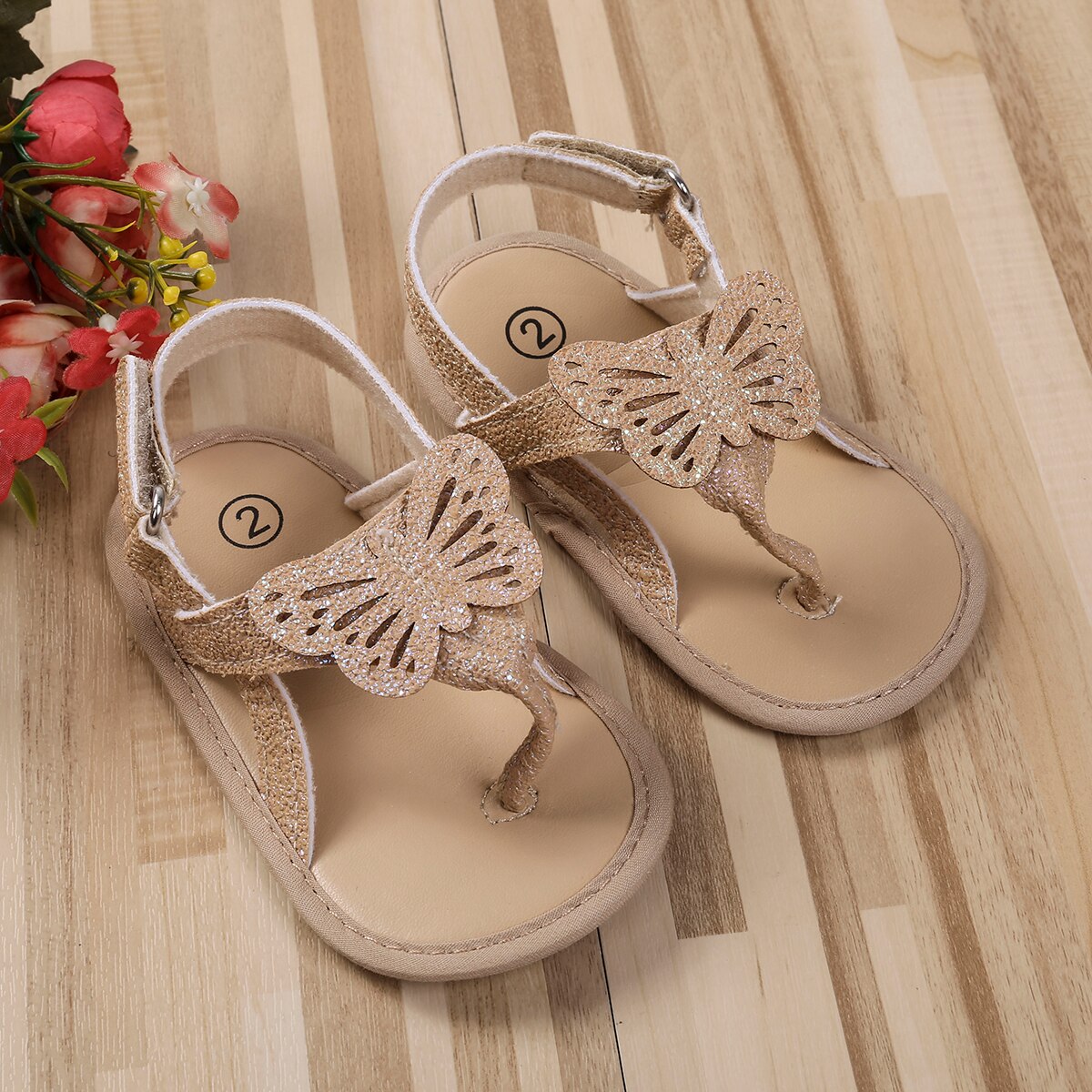 0-18M Baby Girl's Summer Sandals Lovely Butterfly Princess Dress Anti-Skid Flip Flops for Newborn Infant
