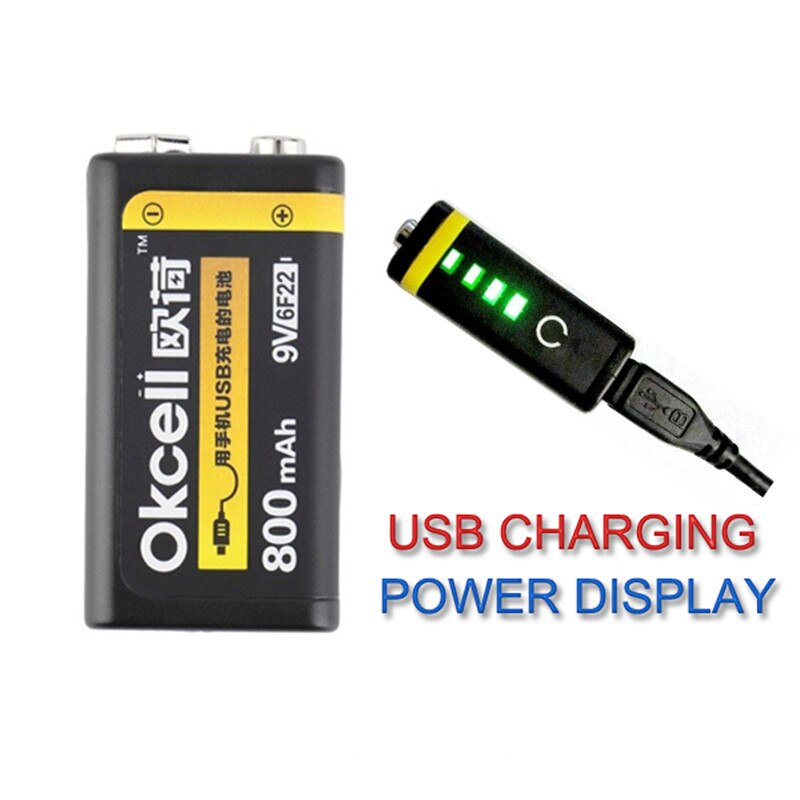 OKCELL 9V Rechargeable Battery 800mAh USB Portable OKcell Micro USB Batteries For RC Helicopter Model Microphone Bateria