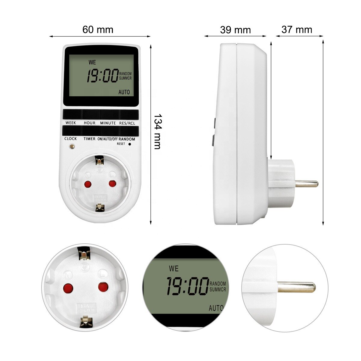 Led socket timer 24 hours timing precision minute large screen display automatic power-off safety timer 110-240V 2500W For led