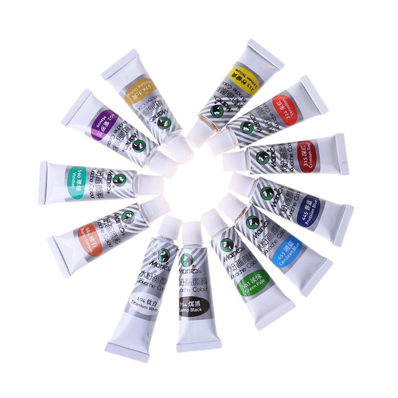 Juego de 12/18/24 colores de pintura de acuarela artística, tubos de 5ml de colores vivos para artistas y estudiantes