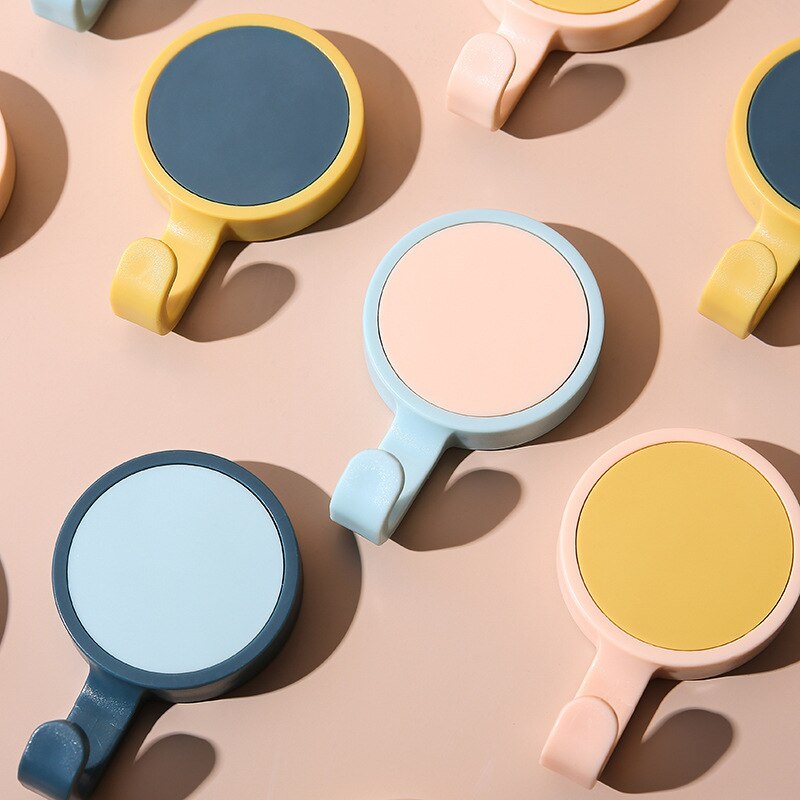 Muur Gemonteerde Sterke Nail-Gratis Haak Geplakt Effen Gekleurde Muur-Gratis Punch-Gratis Naadloze Haak Badkamer keuken Haak 3 Pcs Verkoop