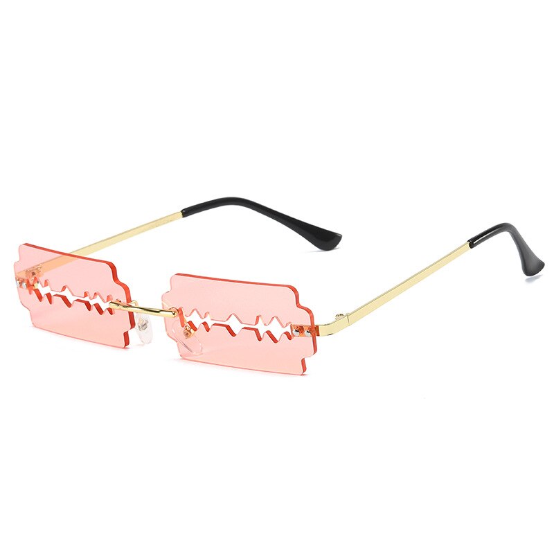Blade Style Cool Personality Frameless Trimming Sunglasses Trendy Colorful Sunglasses and Glasses: PINK