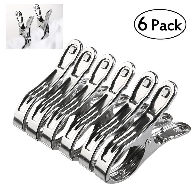 6 Stuks Clips Wasknijpers Pinnen Houders Rvs Kleding Klemmen Afdichting Clip Huishoudelijke Wasknijper Clips Voor Hangers