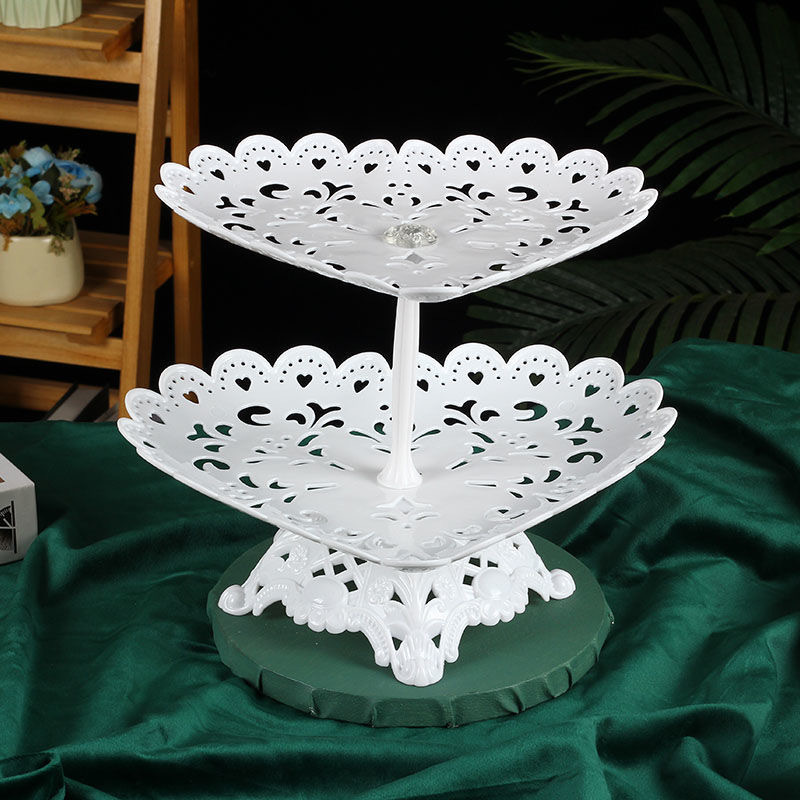 Plateau à fruits pliant, assiette à Dessert, support à gâteaux, Style européen, plateau à plusieurs niveaux rotatif pour mariage, anniversaire, fête de noël: B 2-layer Heart