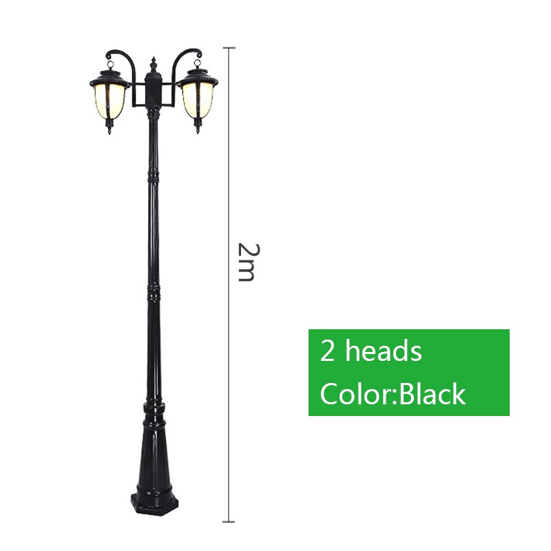 Waterproof Led Street Light Yard Outdoor Lamp Industrial Garden Square Highway Area Parking Lighting Garden park LED Road lamp: Black 2 heads 2M