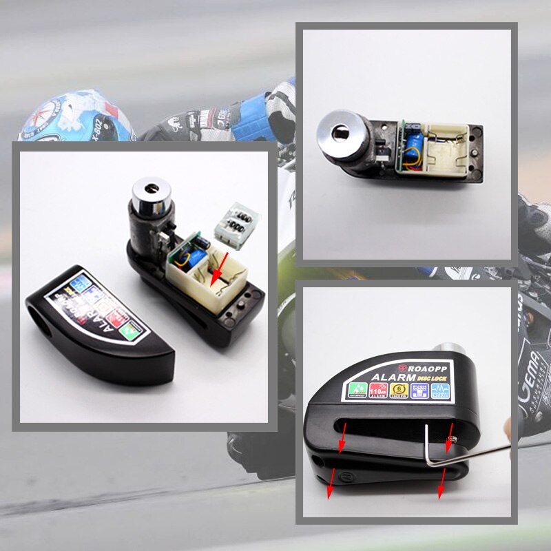Nordson – Cadenas avec alarme pour moto, accessoire de sécurité, 110 db, sonnerie anti-vol, roue avec freins à disques, verrou avec sirène pour Harley YAMAHA