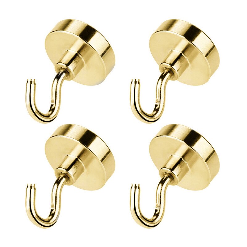 Crochet magnétique en néodyme doré, crochet solide pouvant contenir jusqu&#39;à 13kg 6 livres de diamètre 20mm, pour la cuisine à domicile et le travail: D16 / Hook-Gold 4PC