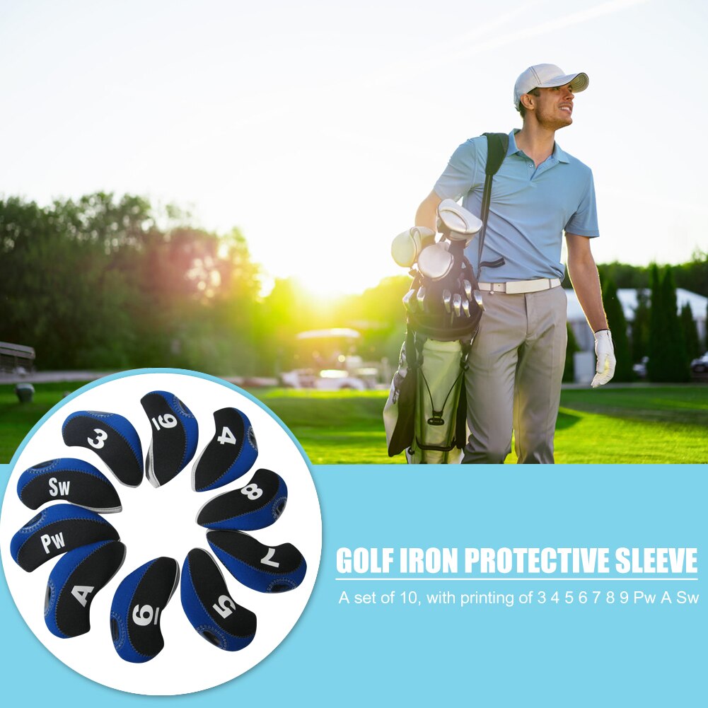 10 Stks/set Golf Clubs Iron Pole Hoofd Hoed Mouwen Duiken Materiaal Golf Staaf Hoofd Beschermhoes Golf Accessoires