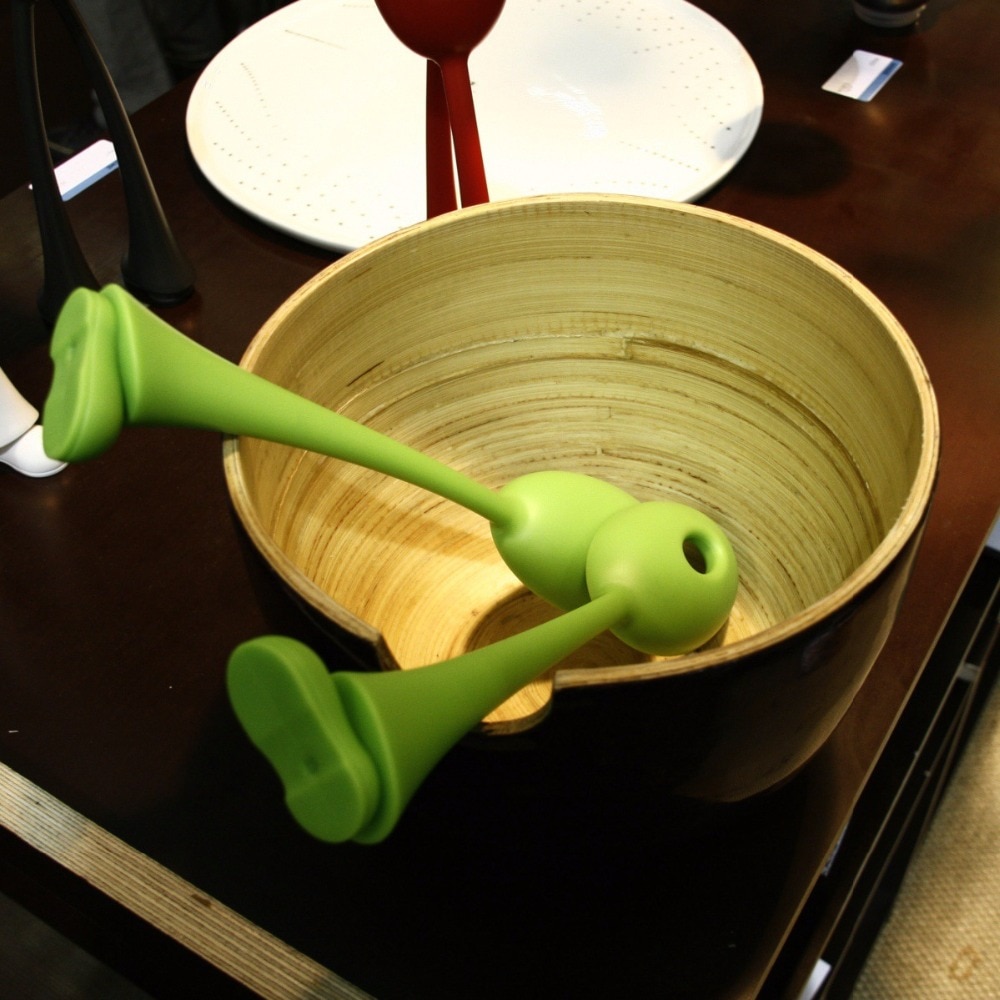 1SET Long Legs Spoons Stand Unique Spoon-shaped Useful Kitchen Tool Fruit Salad Soup Plastic Spoon Teaspoon OK 0598