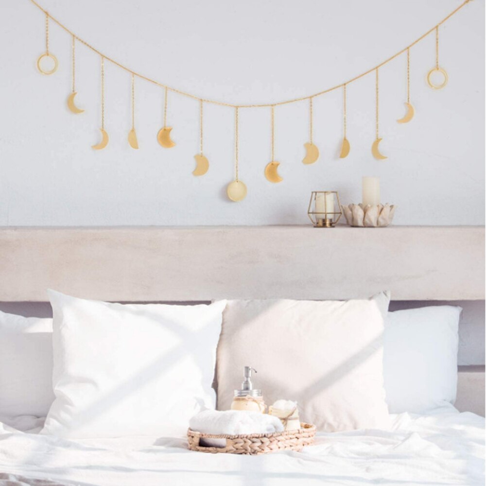 Lune brillant Phase guirlande décoration chaînes or tenture murale ornements pratique appartement fond décoration murale
