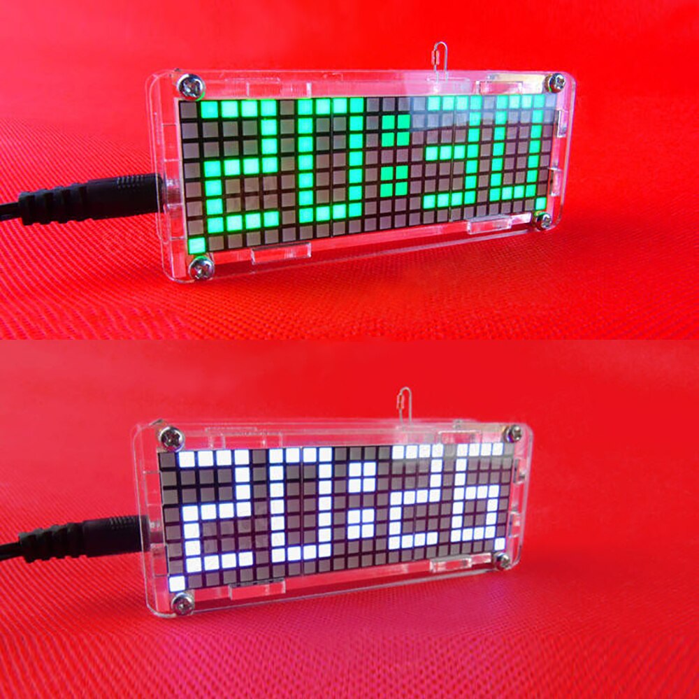 Hoge Nauwkeurigheid DIY Digitale Dot Matrix LED Wekker Kit met Transparante Case Temperatuur Datum Tijd Display