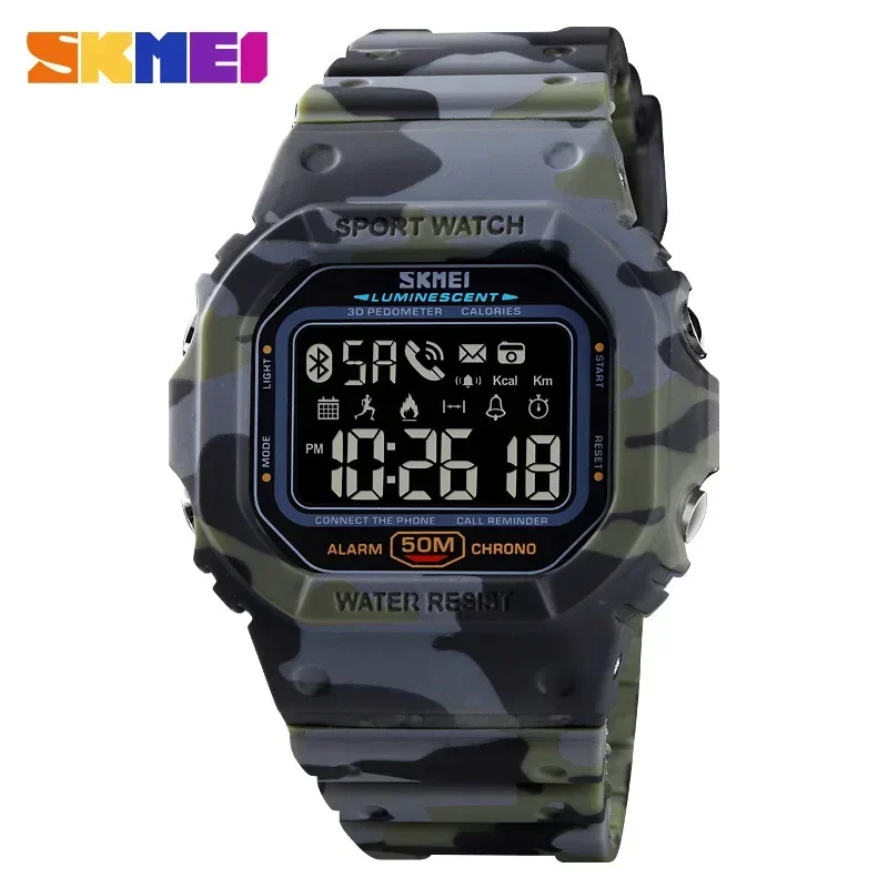 SKMEI 1629 Sport Digitale Horloge voor Mannen Stappenteller Calorie Tracker Bluetooth Elektronische Heren Horloges Waterdicht reloj hombre: green