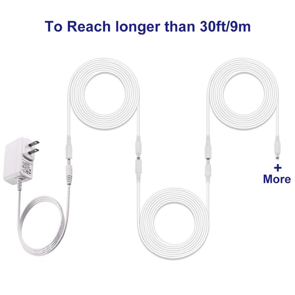 DC Cable Extension 1m 2m 3m 5m 10m 20m Compatible with 12V DC Adapter Cord for CCTV Security Camera IP Camera Standalone DVR