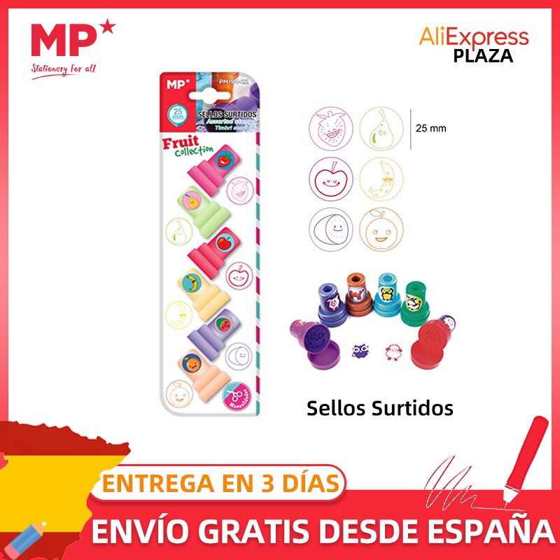 MP® Juego de Sellos de goma para Niños Infantiles Profesor Juguetes Estampar Dibujos Animalitos Frutas Sonrisa Corazon Estrellas Premios de Recompensa 10 Series de Diseños 6 Uds