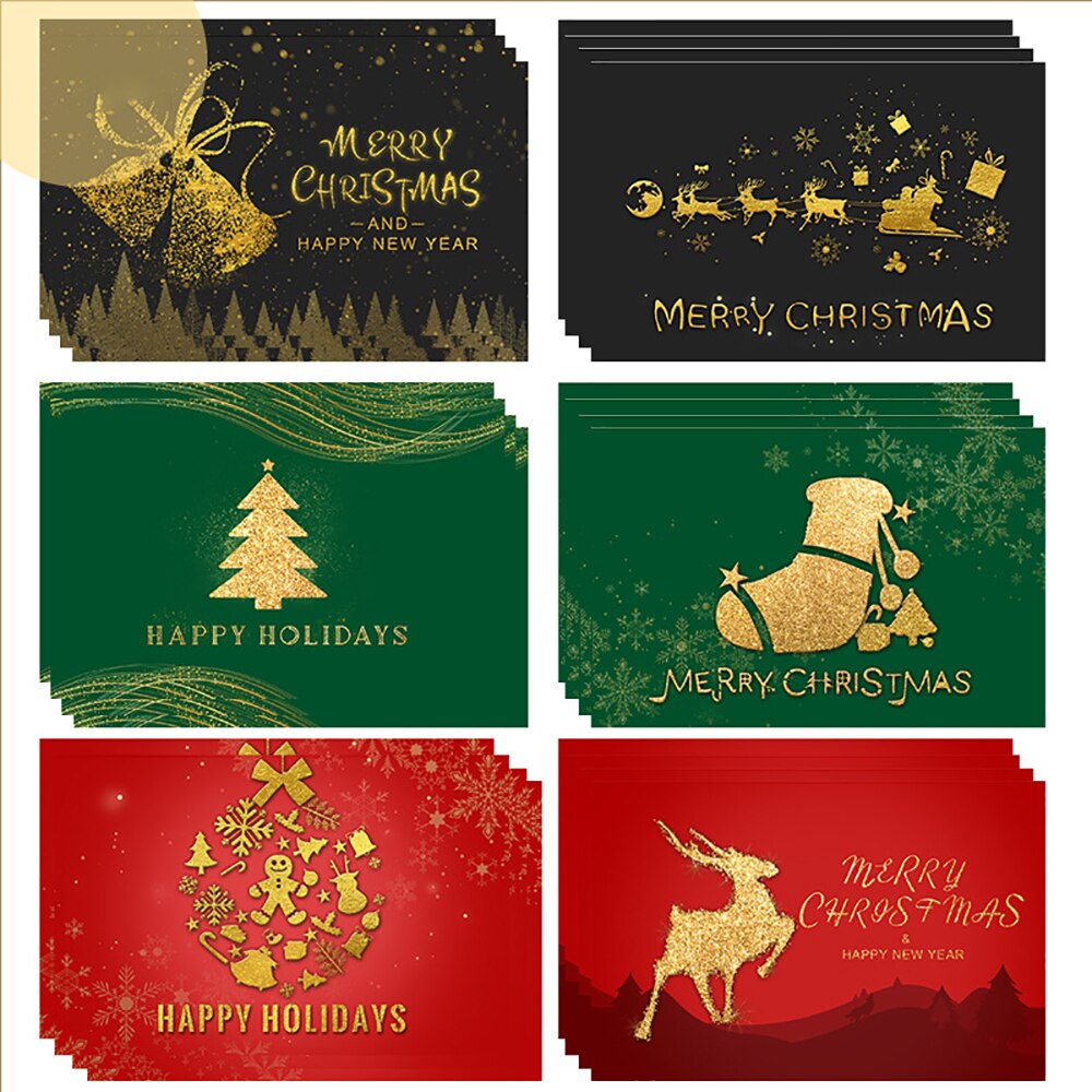 24pcs Christmas Cards Merry Christmas Year Party Invitation Letter Greeting Cards Cards Party Supplies Wrap Decoration