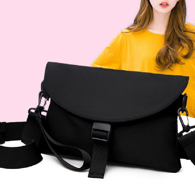 Persoonlijkheid straat hiphop schouder messenger tassen mobiele telefoon tas paars zwart canvas grote strandtassen bolsos