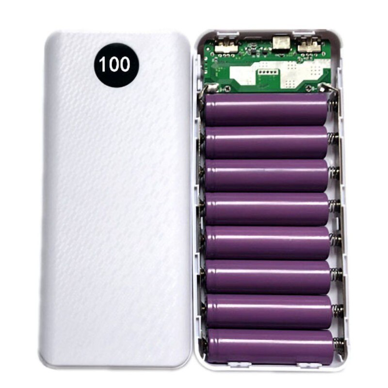 8X18650 Batterij Diy Case Power Bank Box QC3.0 Snelle Opladen Externe Backup Batterij Shell: WHITE