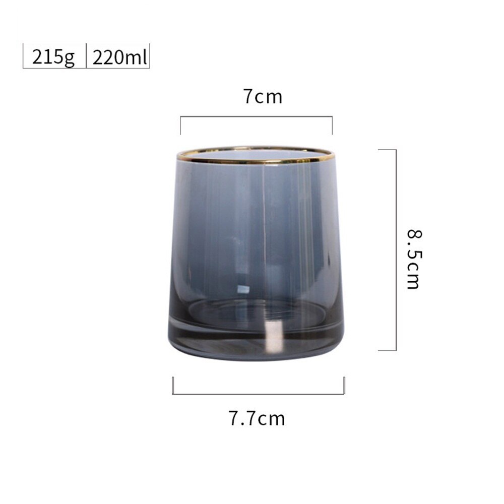 Japanese Style 220ML Water Glass Colorful Household Whiskey Glass Thick Bottom Ion Plated Water Juice Glass Glass: Grey Phnom Penh