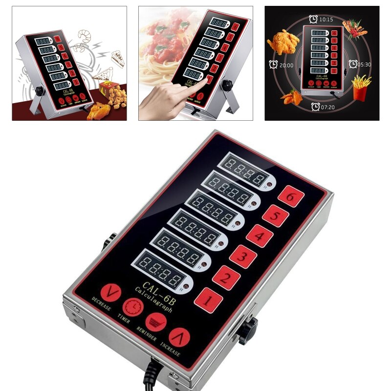 6 kanäle Küche Timer Kommerziellen Kochen Timer, Restaurant Timer mit Lauter Alarm Kochen Erinnerung, Edelstahl für