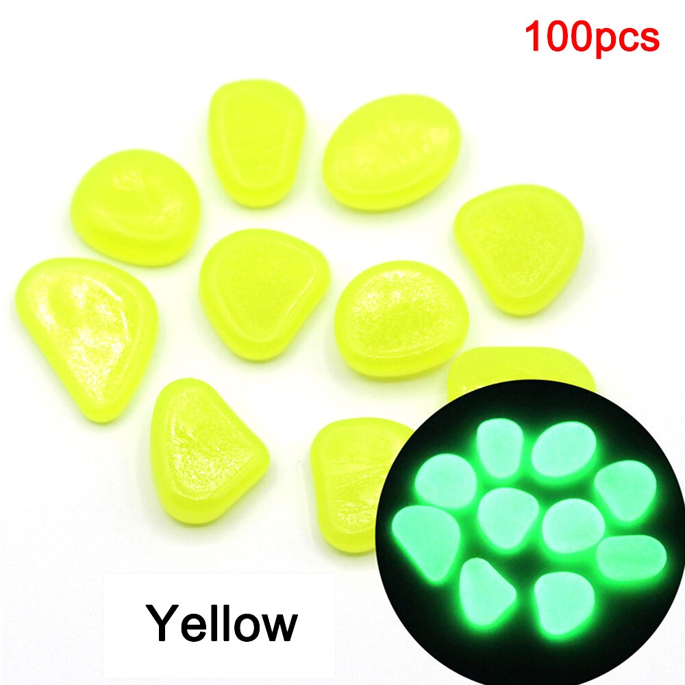100 stuks glow in the dark tuinkiezels, lichtgevende stenen, stenen voor looppaden, tuinpaden, patio's, gazons, tuindecoratie, lichtgevende stenen: Geel