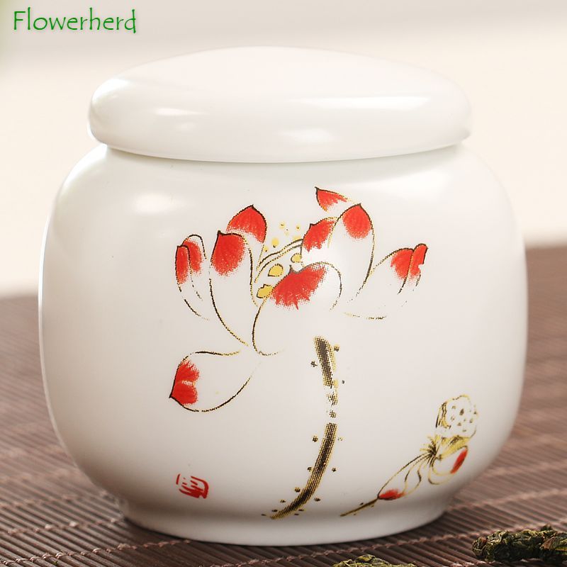 Blauwe En Witte Thee Caddy Keramische Thee Container Kleine Celadon Wit Porselein Verzegelde Thee Opslag Pu'er Draagbare Kung Fu Thee set